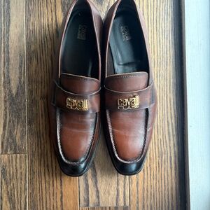 Cavalli Class Rich Brown Leather Slip-Ons
